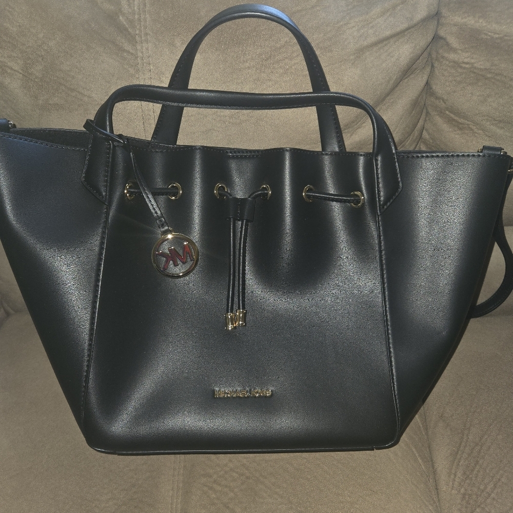 Michael Kors Black Tote with Gold Accents